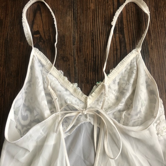 Vintage Cream Lace Sequin Beaded Nighty Slip - Picture 10 of 11